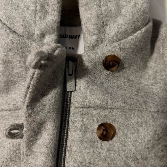 2/$20 Heather Grey Hooded Zipper Button Coat, 12-18m - Picture 2 of 6